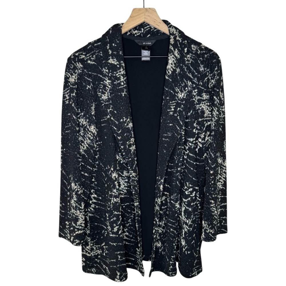 Ali Miles Elegant Black and Tan Open Front Blazer Size 1X